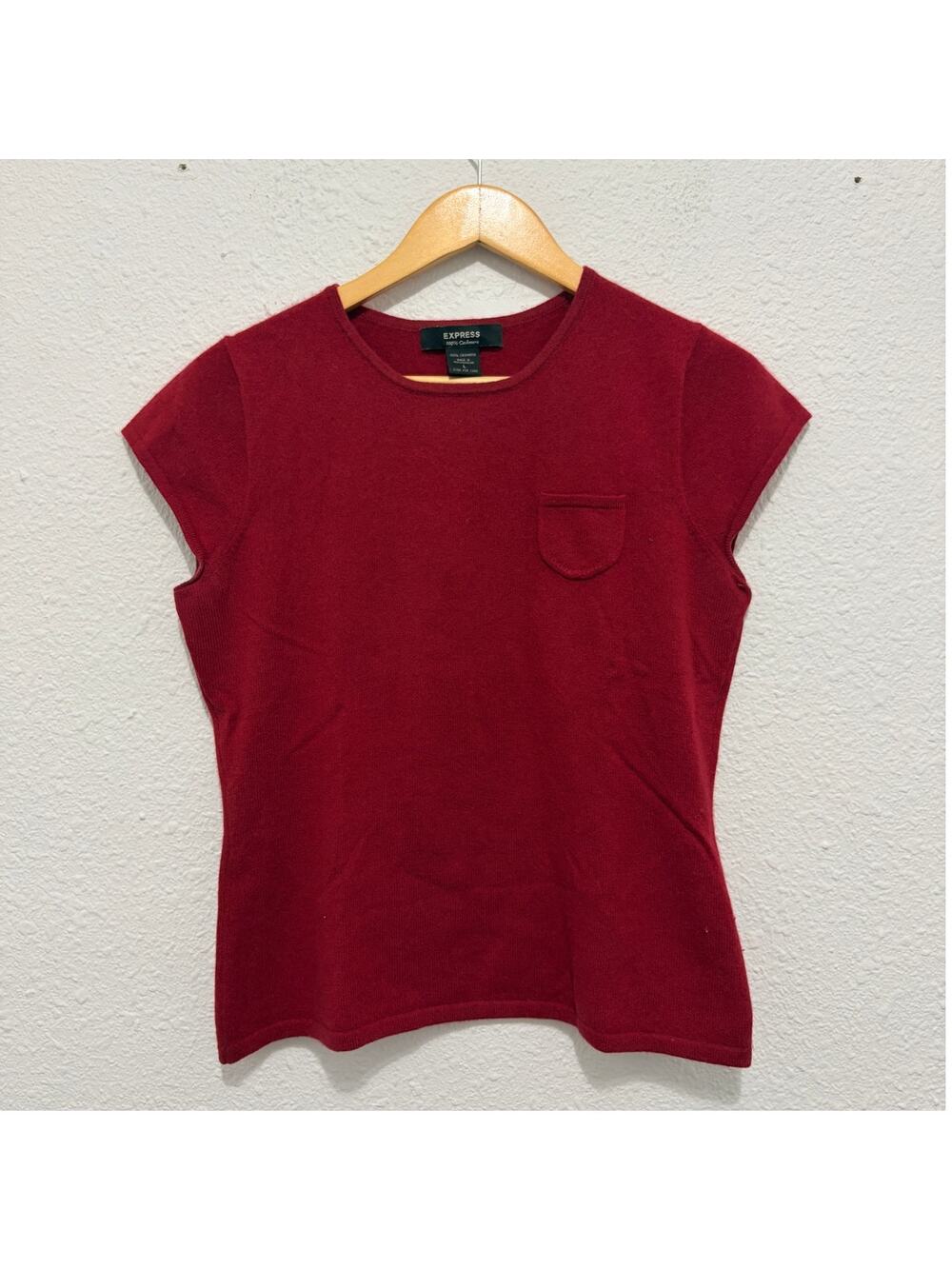 Vintage Express Cashmere Short Sleeve Sweater Cap Sleeve Glam Y2K French Classic